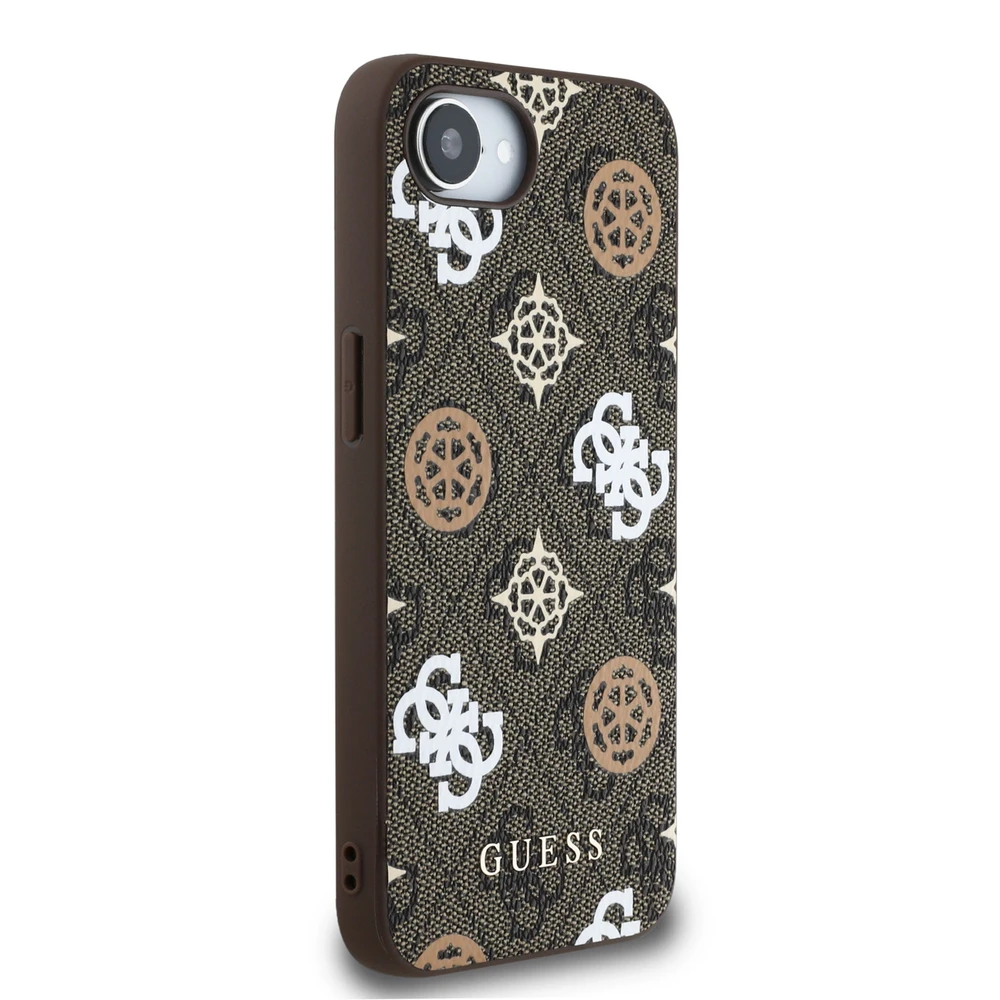 Guess PU 4G Peony MagSafe Apple iPhone 16e dėklas telefonui rudos spalvos