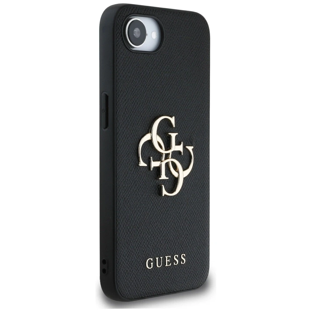 GUESS dėklas skirtas Apple iPhone 16e (SE 4 2025) GUHCPSE4PGT4MBK (PU Grained Big 4G and Classic) juodos spalvos