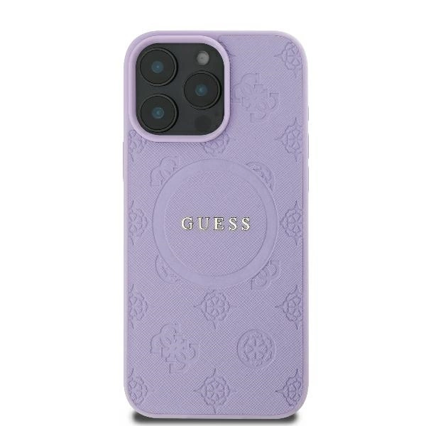 Apple iPhone 16 Pro Guess Saffiano Peony Classic Logo MagSafe (GUHMP16LPSAPSMEU) dėklas telefonui violetinės spalvos