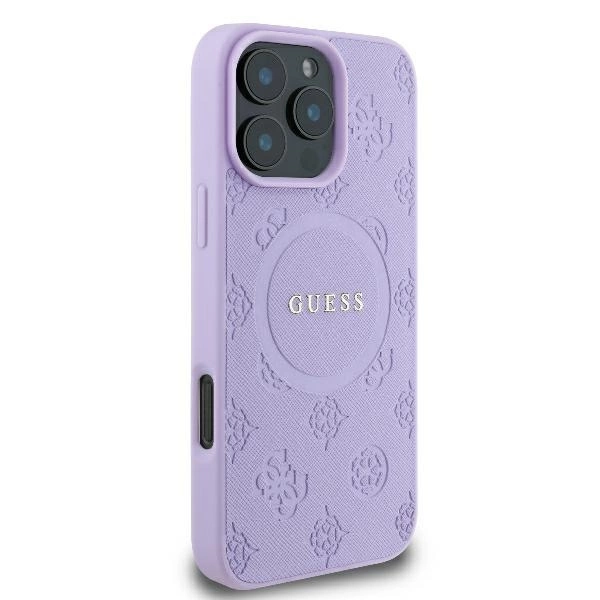 Apple iPhone 16 Pro Guess Saffiano Peony Classic Logo MagSafe (GUHMP16LPSAPSMEU) dėklas telefonui violetinės spalvos