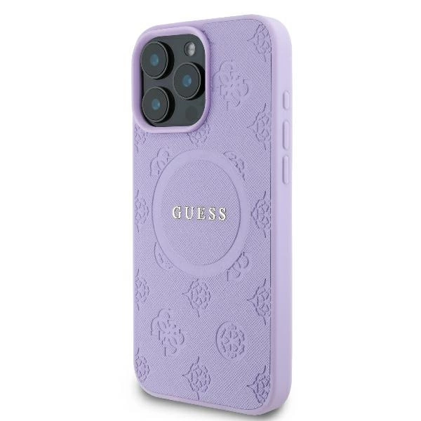Apple iPhone 16 Pro Guess Saffiano Peony Classic Logo MagSafe (GUHMP16LPSAPSMEU) dėklas telefonui violetinės spalvos