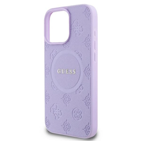 Apple iPhone 16 Pro Guess Saffiano Peony Classic Logo MagSafe (GUHMP16LPSAPSMEU) dėklas telefonui violetinės spalvos