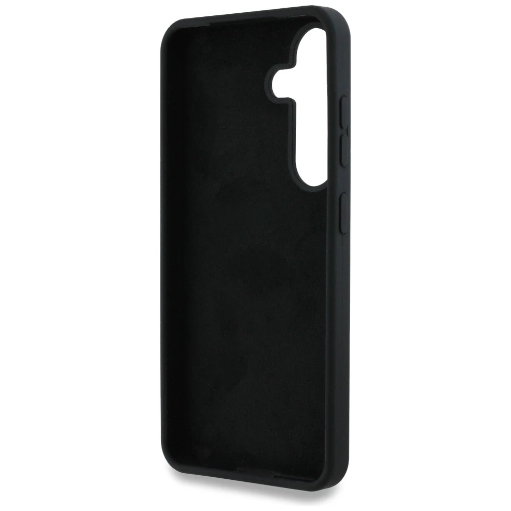 Dėklas Guess Silicone Big 4G Logo Bottom Script Samsung Galaxy S25 juodos spalvos