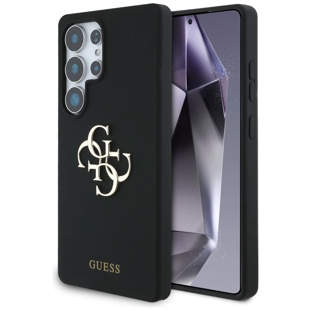 Dėklas Guess Silicone Big 4G Logo Bottom Script Samsung Galaxy S25 Ultra juodos spalvos