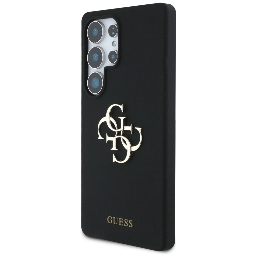 Dėklas Guess Silicone Big 4G Logo Bottom Script Samsung Galaxy S25 Ultra juodos spalvos