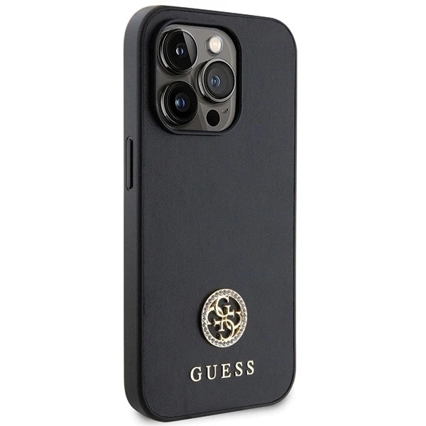 Guess GUHCP13LPS4DGPK Apple iPhone 13 Pro 6.1″ juodos spalvos kietas dėklas Strass Metal Logo