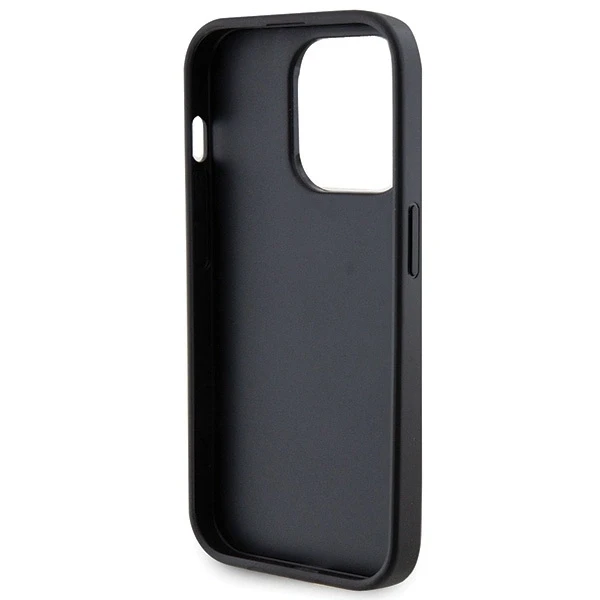 Guess GUHCP13LPS4DGPK Apple iPhone 13 Pro 6.1″ juodos spalvos kietas dėklas Strass Metal Logo