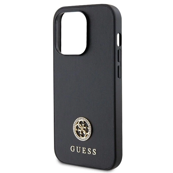 Guess GUHCP13LPS4DGPK Apple iPhone 13 Pro 6.1″ juodos spalvos kietas dėklas Strass Metal Logo