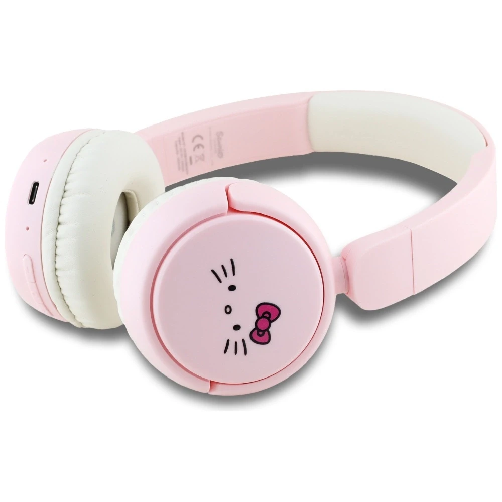 Šviesiai rožinės Hello Kitty ausinės su įkrovimo jungtimi