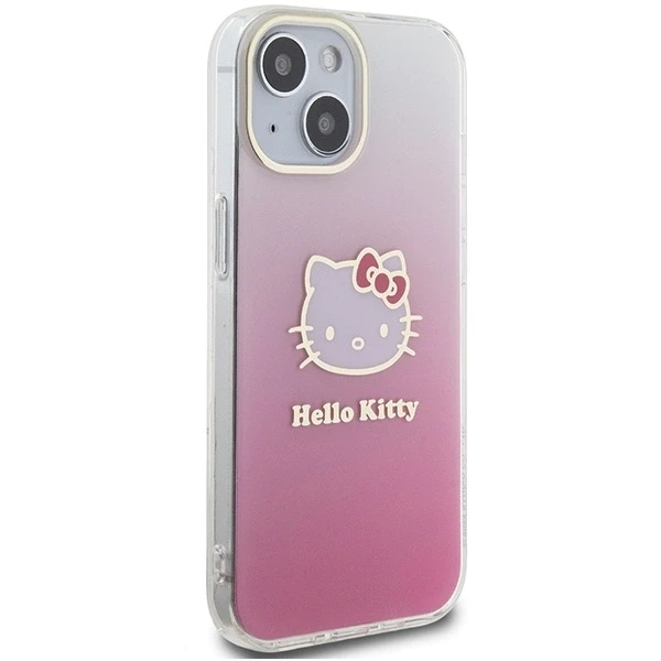 Hello Kitty HKHCP15SHDGKEP iPhone 15 / 14 / 13 6.1″ rožinės spalvos kietas dėklas IML Gradient Electrop Kitty