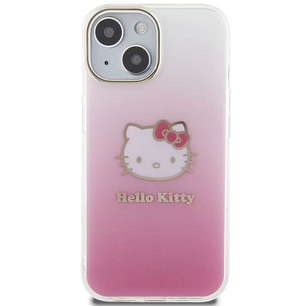 Hello Kitty HKHCP15SHDGKEP iPhone 15 / 14 / 13 6.1″ rožinės spalvos kietas dėklas IML Gradient Electrop Kitty