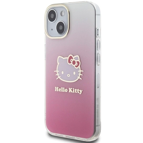 Hello Kitty HKHCP15SHDGKEP iPhone 15 / 14 / 13 6.1″ rožinės spalvos kietas dėklas IML Gradient Electrop Kitty