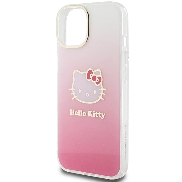 Hello Kitty HKHCP15SHDGKEP iPhone 15 / 14 / 13 6.1″ rožinės spalvos kietas dėklas IML Gradient Electrop Kitty