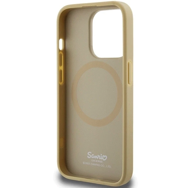 Hello Kitty HKHMP13XPGHCKD Apple iPhone 13 Pro Max 6.7″ Gold kietas dėklas Leather Kitty Head MagSafe