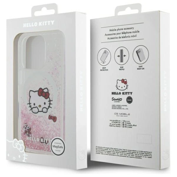 Hello Kitty HKHMP16XLSWKH Apple iPhone 16 Pro Max 6.9″ baltos spalvos kietas dėklas Liquid Glitter Sweet Kitty Bo