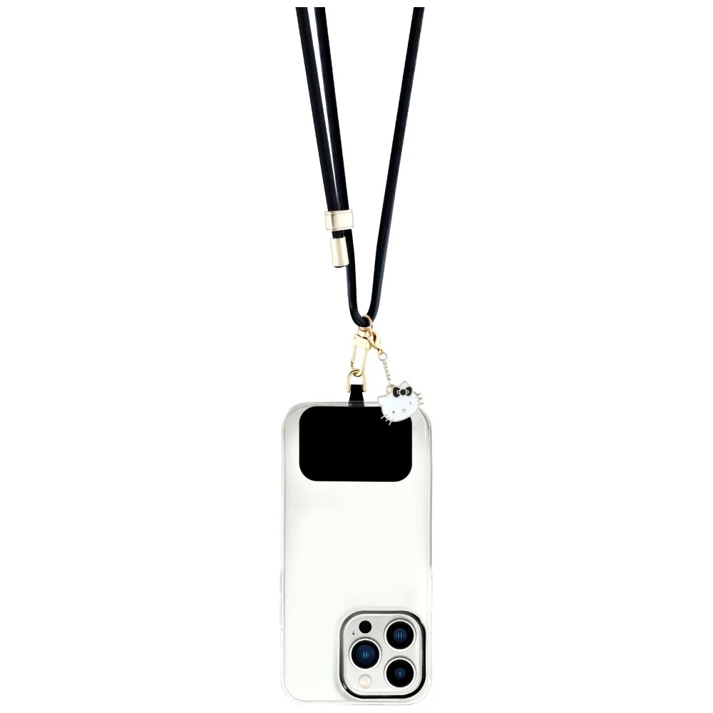 Hello Kitty Patch & Kitty Head Charm Universal virvelė telefonui juodos spalvos