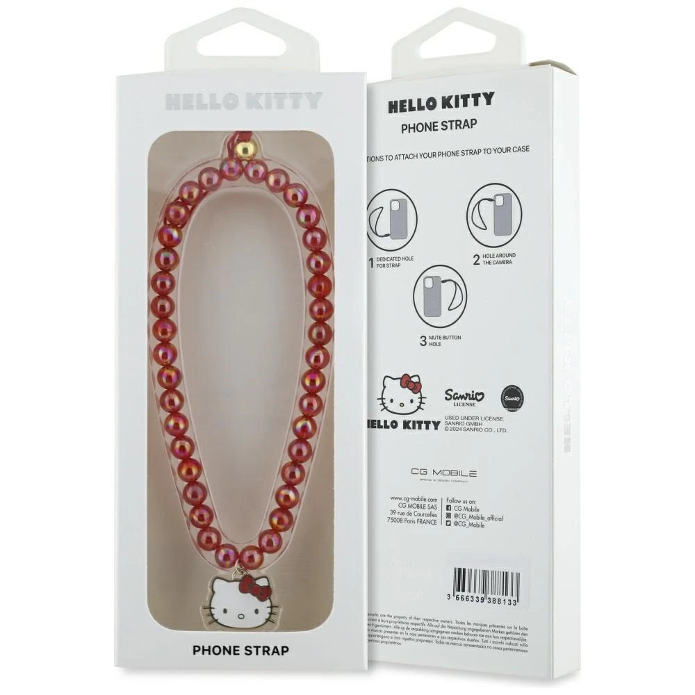 Hello Kitty Pearls Kitty galvos pakabukas telefonui Raudona