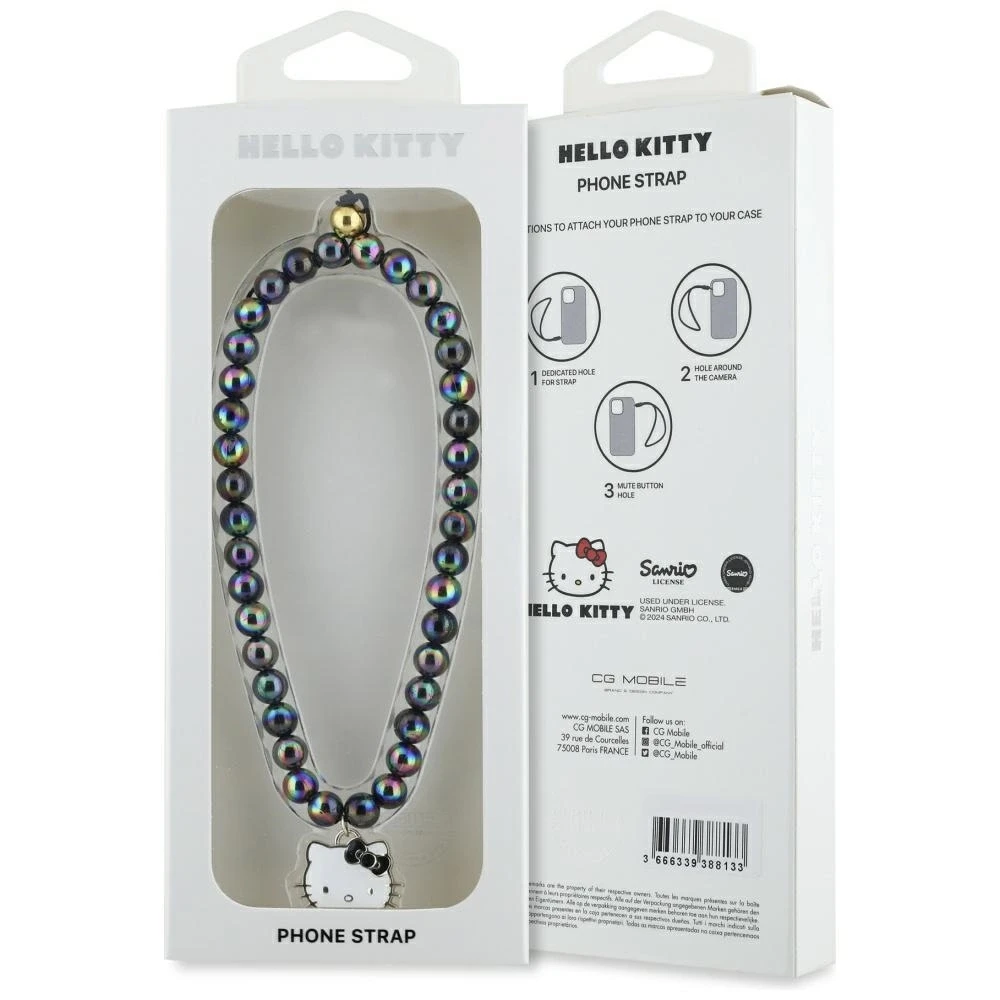 Hello Kitty Pearls Kitty Head Phone Charm juodos spalvos