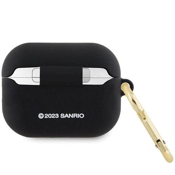 Hello Kitty HKAP23DKHSK AirPods Pro 2 (2022/2023) dėklas, juodos spalvos, silikoninis su 3D Kitty galvute
