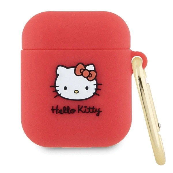 Hello Kitty HKA23DKHSF AirPods 1/2 dėklas Fuchsia silikoninis 3D Kitty Head