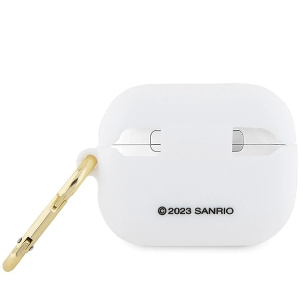 Hello Kitty HKAP3DKHSH AirPods Pro dėklas, baltos spalvos, silikoninis, 3D Kitty galvutė