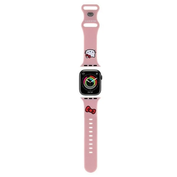 Hello Kitty apyrankė HKAWMSCHBLP Apple Watch 38/40/41mm rožinės spalvos apyrankė Silicone Kitty Head
