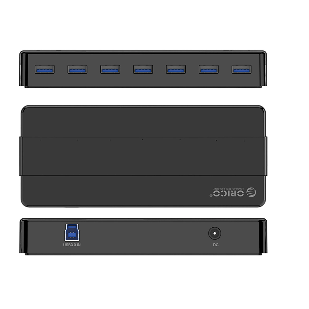 Hub Orico H7928-U3-V1 7x USB-A 3.0 – juodos spalvos