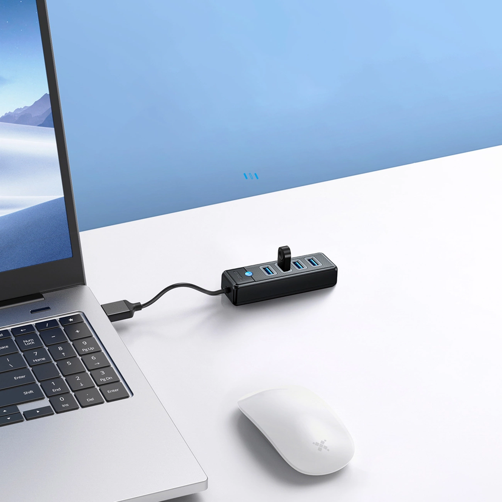Hub Orico PW4U-U3 USB-A / 4x USB-A 3.0 – juodos spalvos