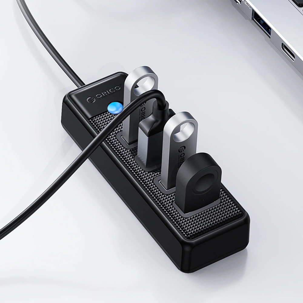 Hub Orico PW4U-U3 USB-A / 4x USB-A 3.0 – juodos spalvos