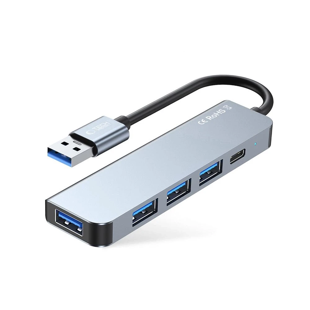Adapteris HUB 5in1 Tech-Protect V0-HUB pilkos spalvos