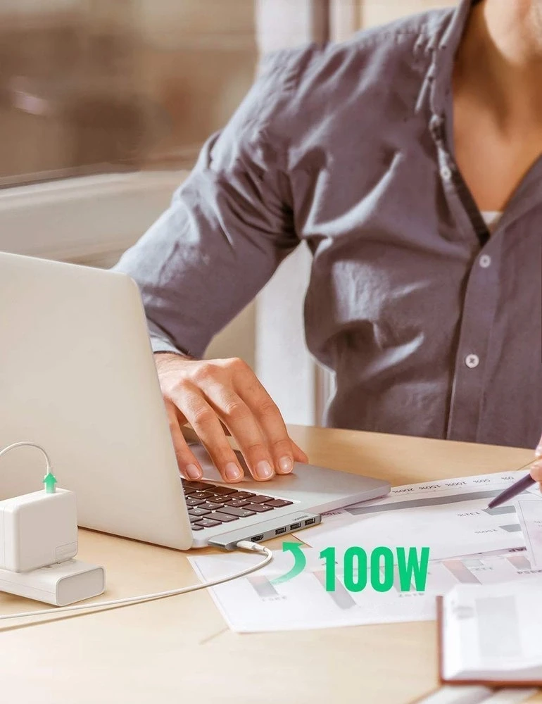 Adapterio šakotuvas UGREEN, 2XUSB_C iki 3x USB 3.0, HDMI