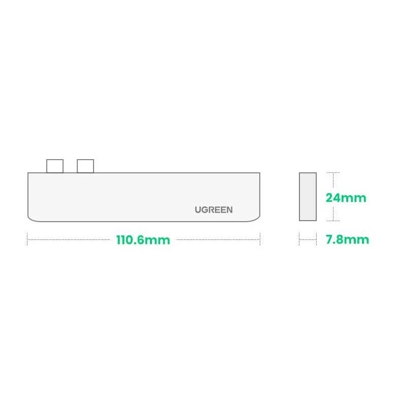 Adapterio šakotuvas UGREEN, 2XUSB_C iki 3x USB 3.0, HDMI