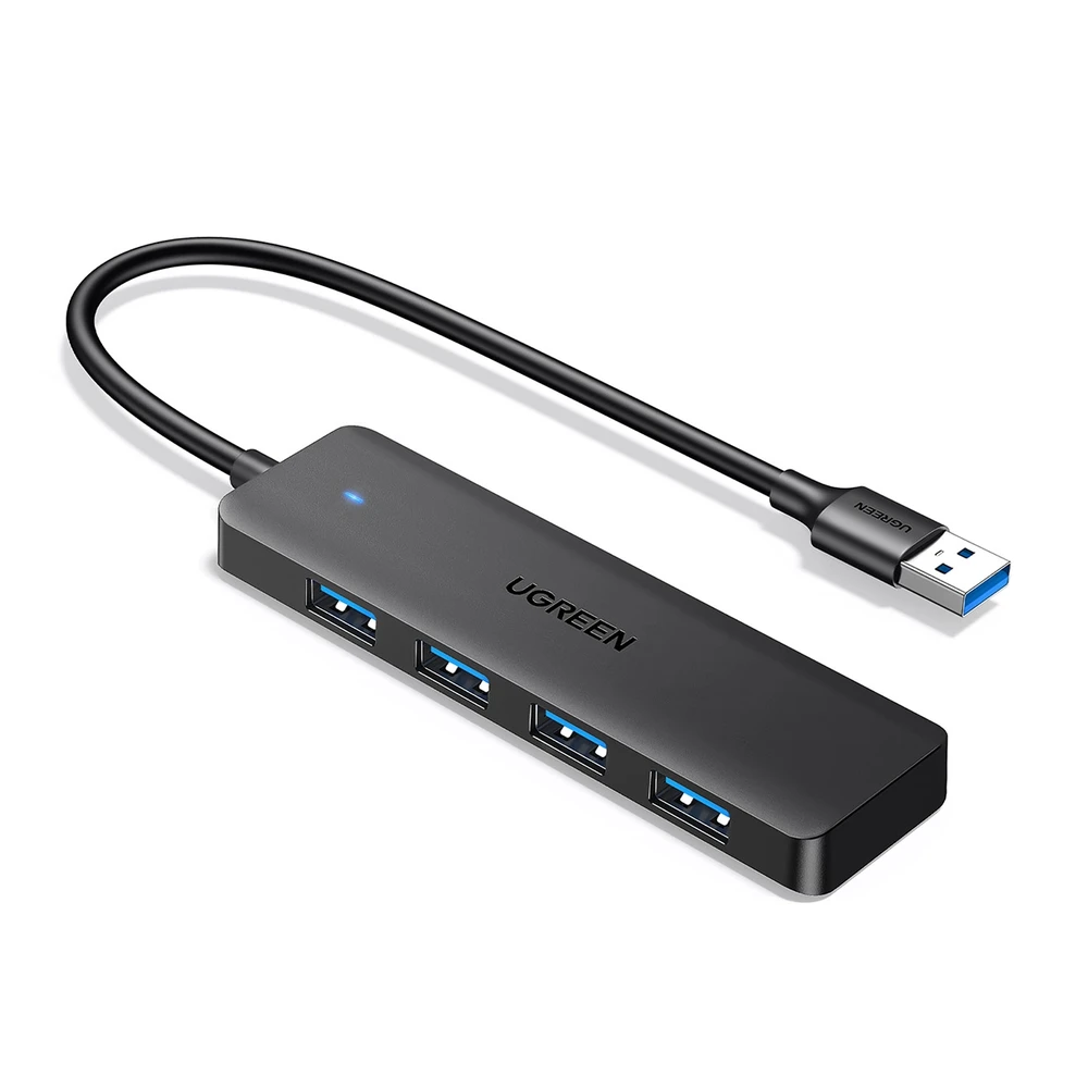 HUB Ugreen CM219 25851 su 4 USB-A 3.0 jungtys and USB-A 3.0 kabelis 15cm - juodos spalvos