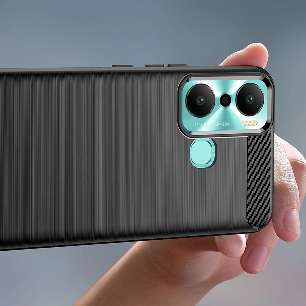 Hurtel Carbon Infinix Hot 20 Play flexible silikoninis carbon dėklas telefonui juodos spalvos