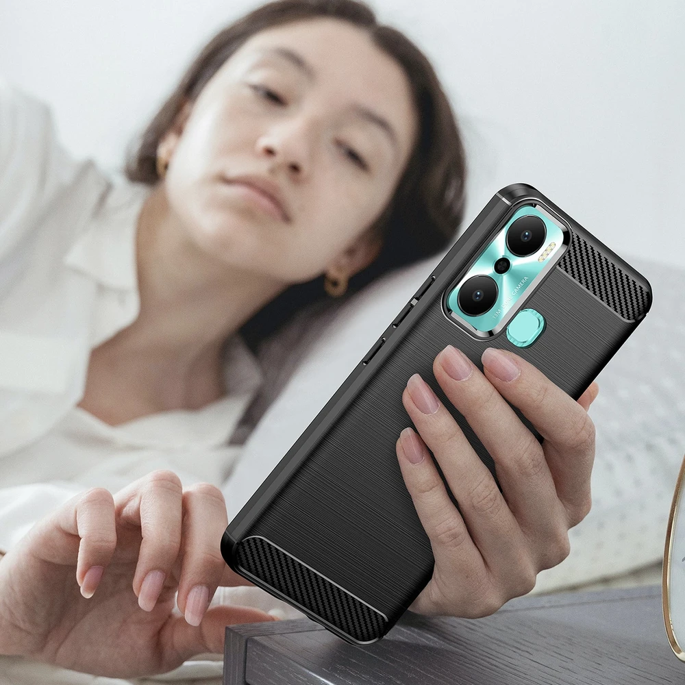 Hurtel Carbon Infinix Hot 20 Play flexible silikoninis carbon dėklas telefonui juodos spalvos