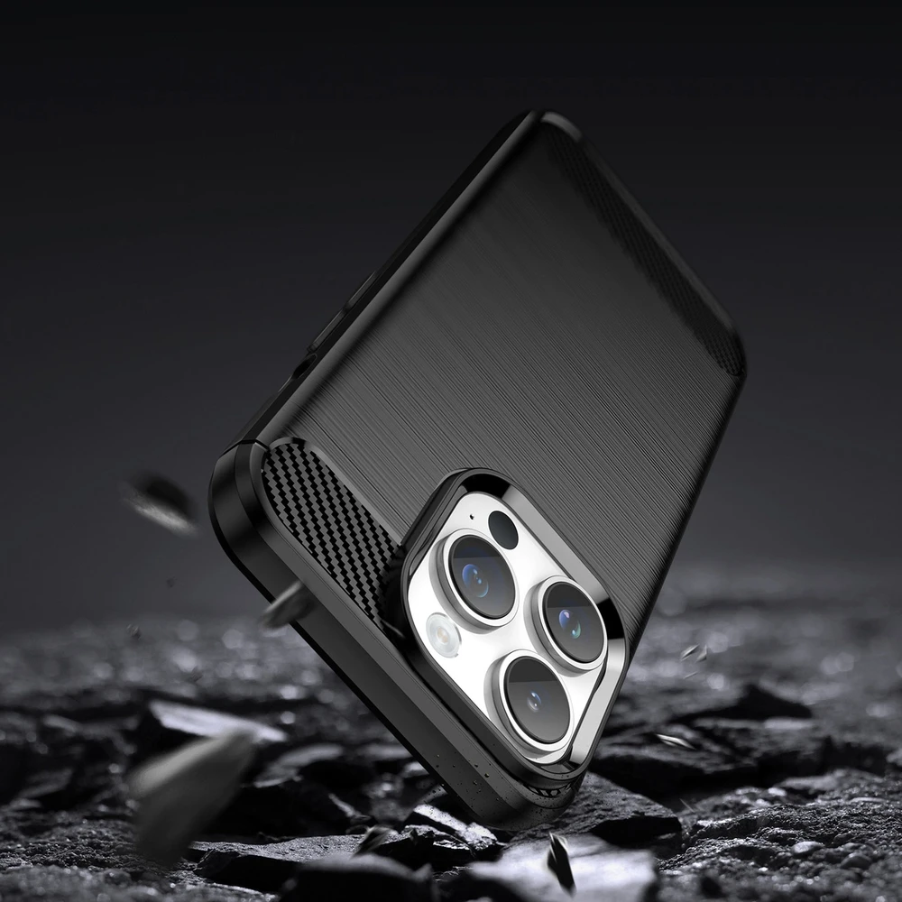 Hurtel Carbon Apple iPhone 14 Pro flexible gel back dėklas telefonui juodos spalvos