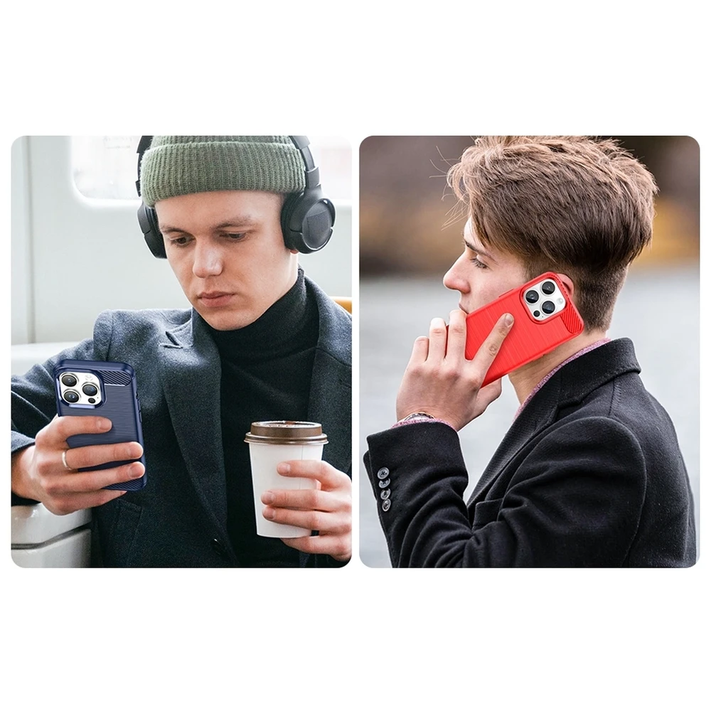 Hurtel Carbon Apple iPhone 14 Pro flexible gel back dėklas telefonui juodos spalvos