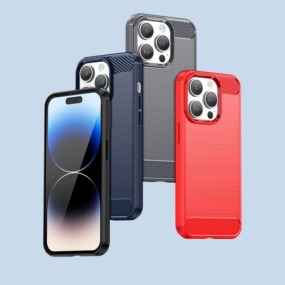 Hurtel Carbon Apple iPhone 14 Pro flexible gel back dėklas telefonui juodos spalvos