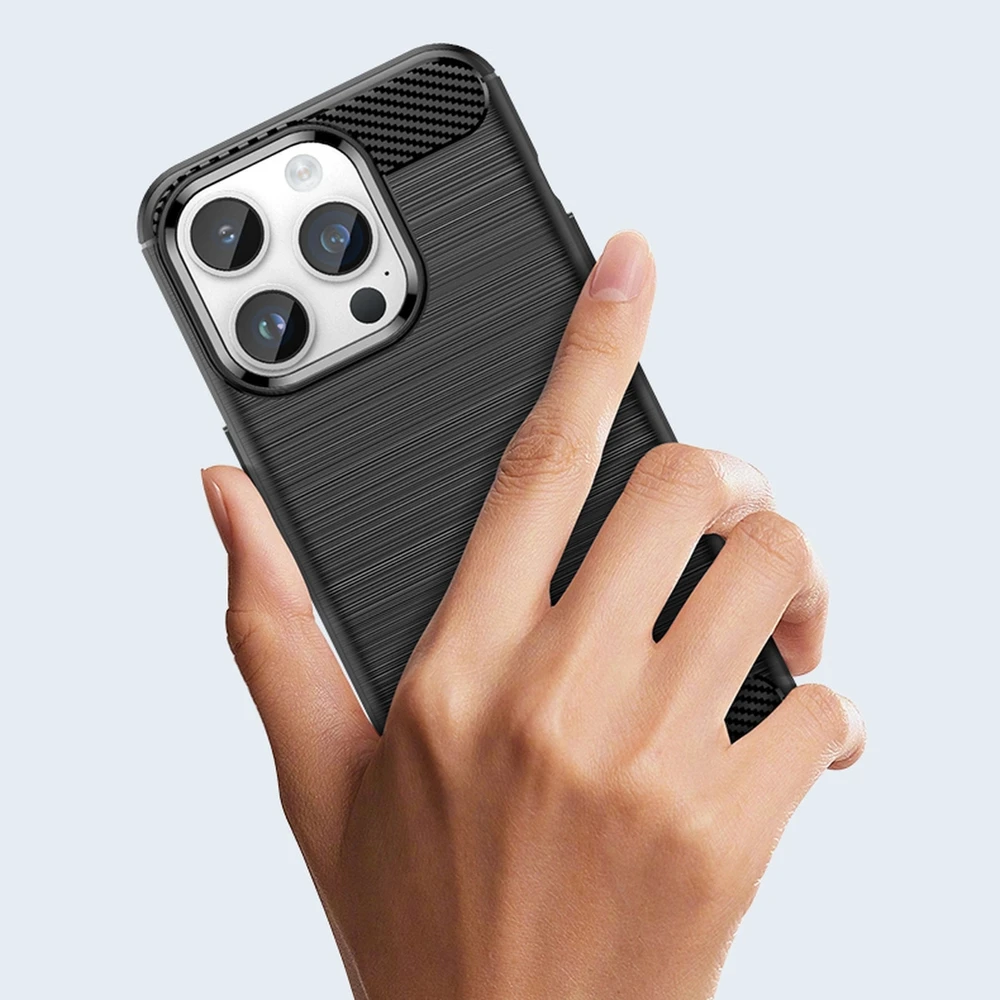 Hurtel Carbon Apple iPhone 14 Pro flexible gel back dėklas telefonui juodos spalvos
