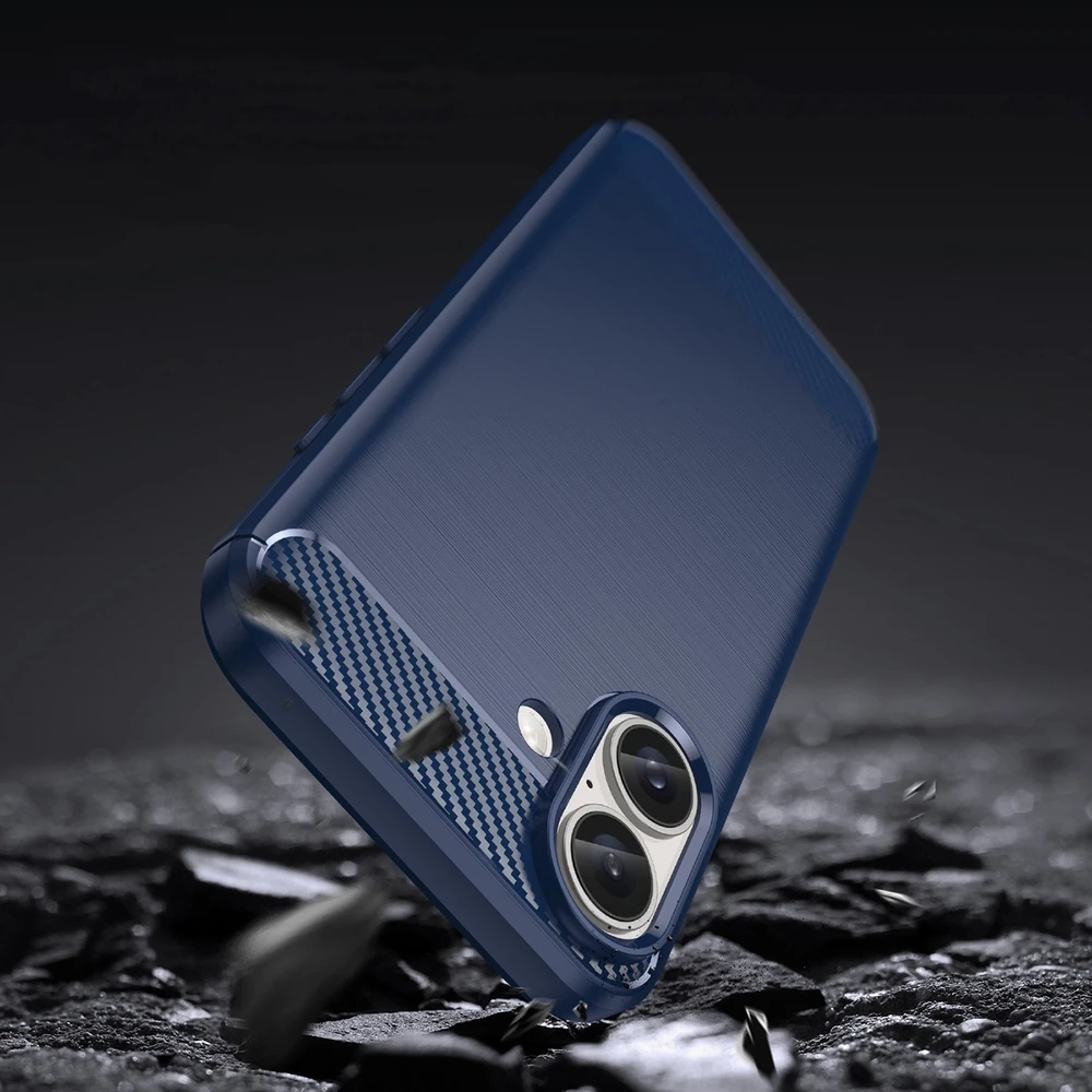 Hurtel Carbon Apple iPhone 16 silikoninis – dėklas telefonui mėlynos spalvos