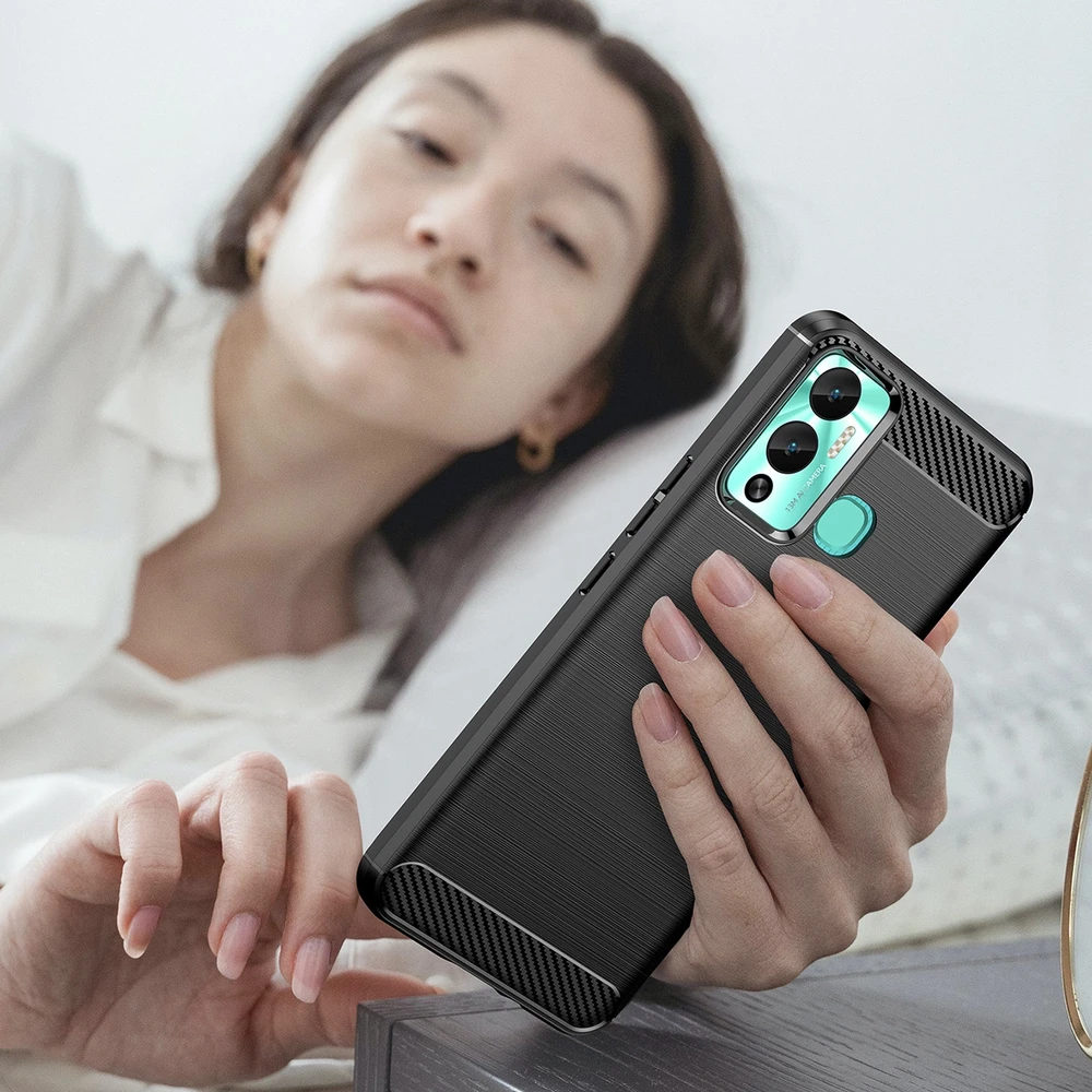 Hurtel Carbon Infinix Hot 12 Play NFC / Hot 12 Play flexible silikoninis carbon dėklas telefonui juodos spalvos
