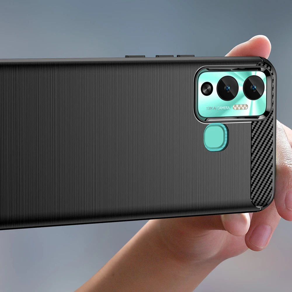 Hurtel Carbon Infinix Hot 12 Play NFC / Hot 12 Play flexible silikoninis carbon dėklas telefonui juodos spalvos