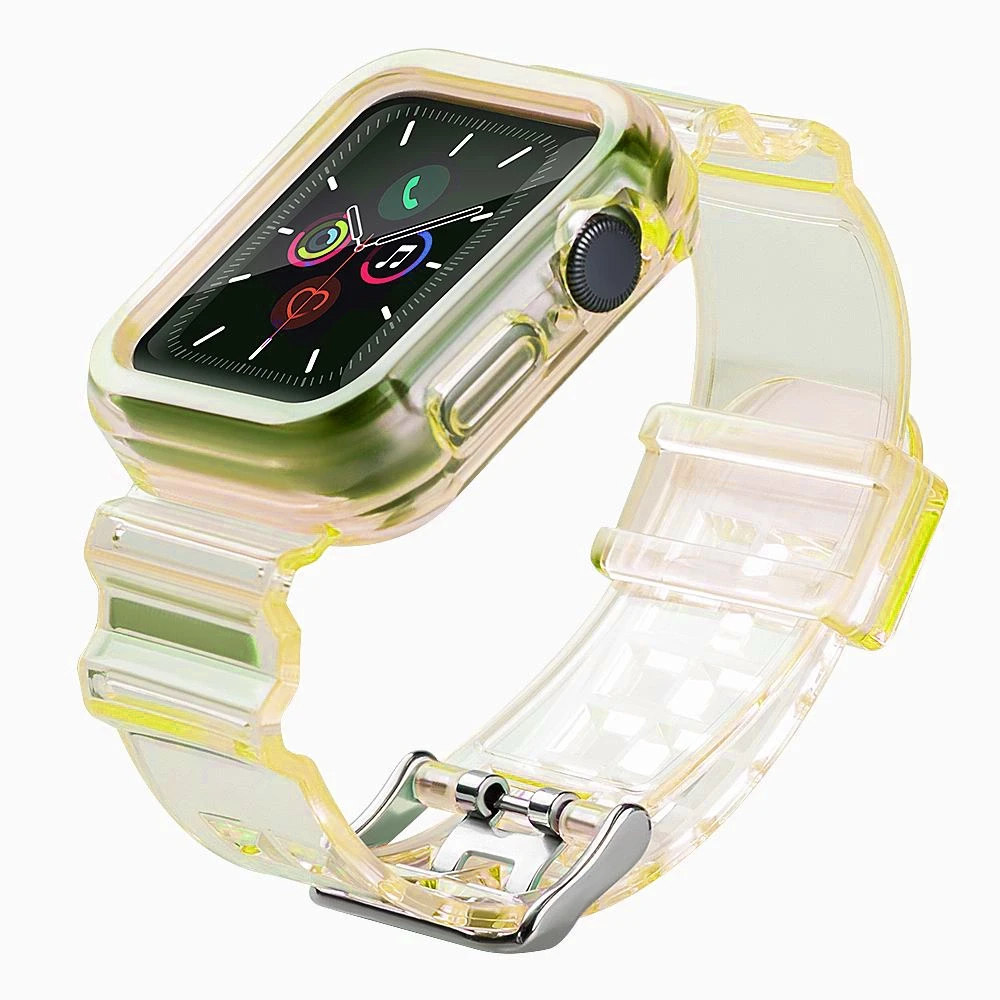 Hurtel Silikoninė apyrankė Bracelet Case Strap Light Set for Apple Watch 42mm – geltonos spalvos