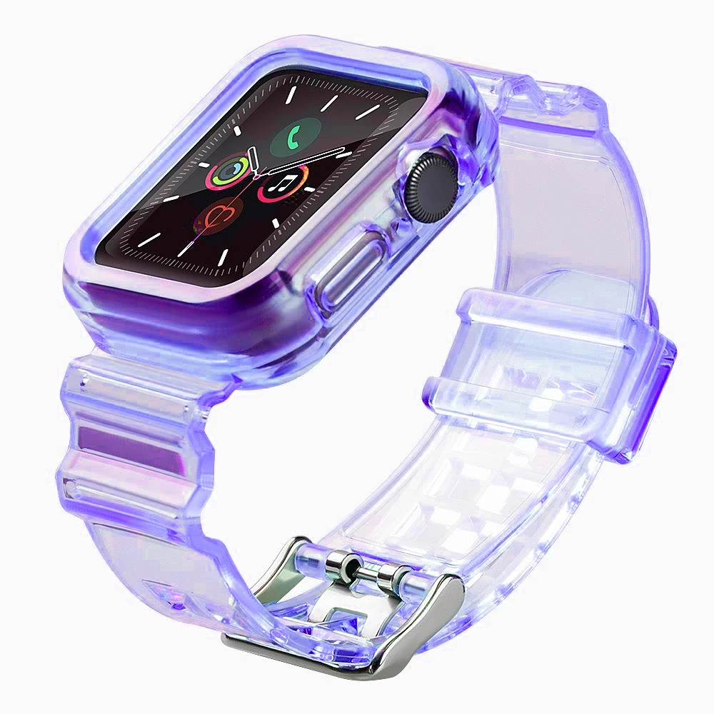Hurtel Silikoninė apyrankė Bracelet Case Strap Light Set for Apple Watch 40mm – violetinės spalvos