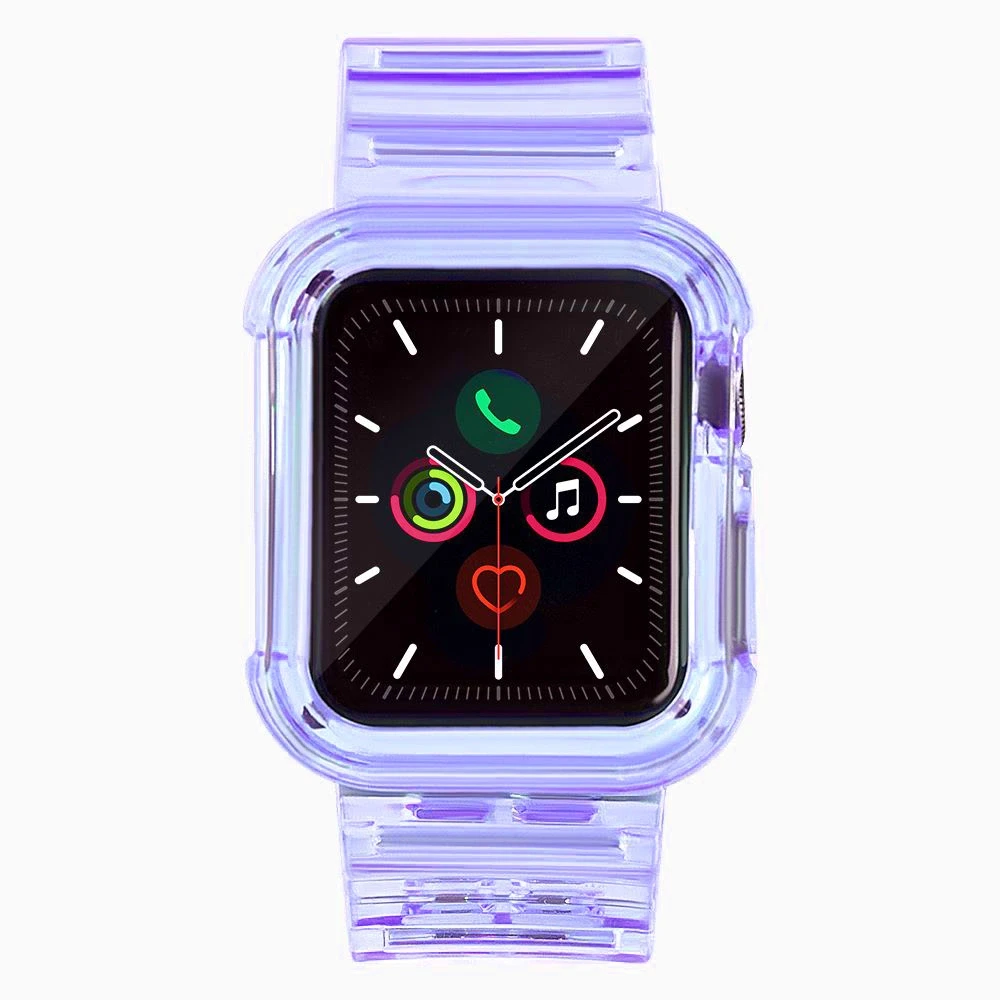 Hurtel Silikoninė apyrankė Bracelet Case Strap Light Set for Apple Watch 40mm – violetinės spalvos