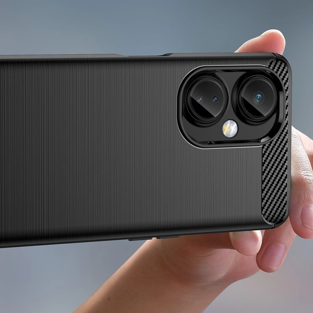 Hurtel Carbon Case dėklas, skirtas OnePlus Nord CE 3 lankstus silikoninis anglies dangtelis juodas
