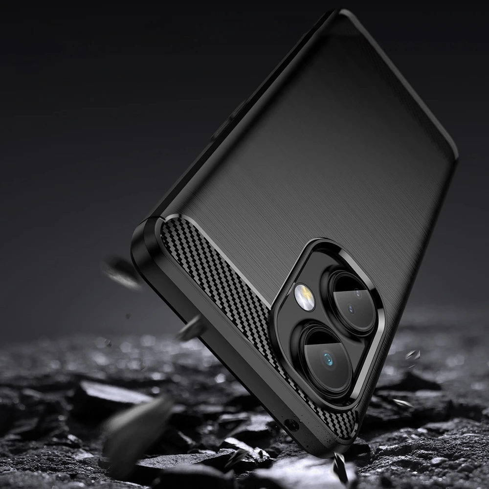 Hurtel Carbon Case dėklas, skirtas OnePlus Nord CE 3 lankstus silikoninis anglies dangtelis juodas