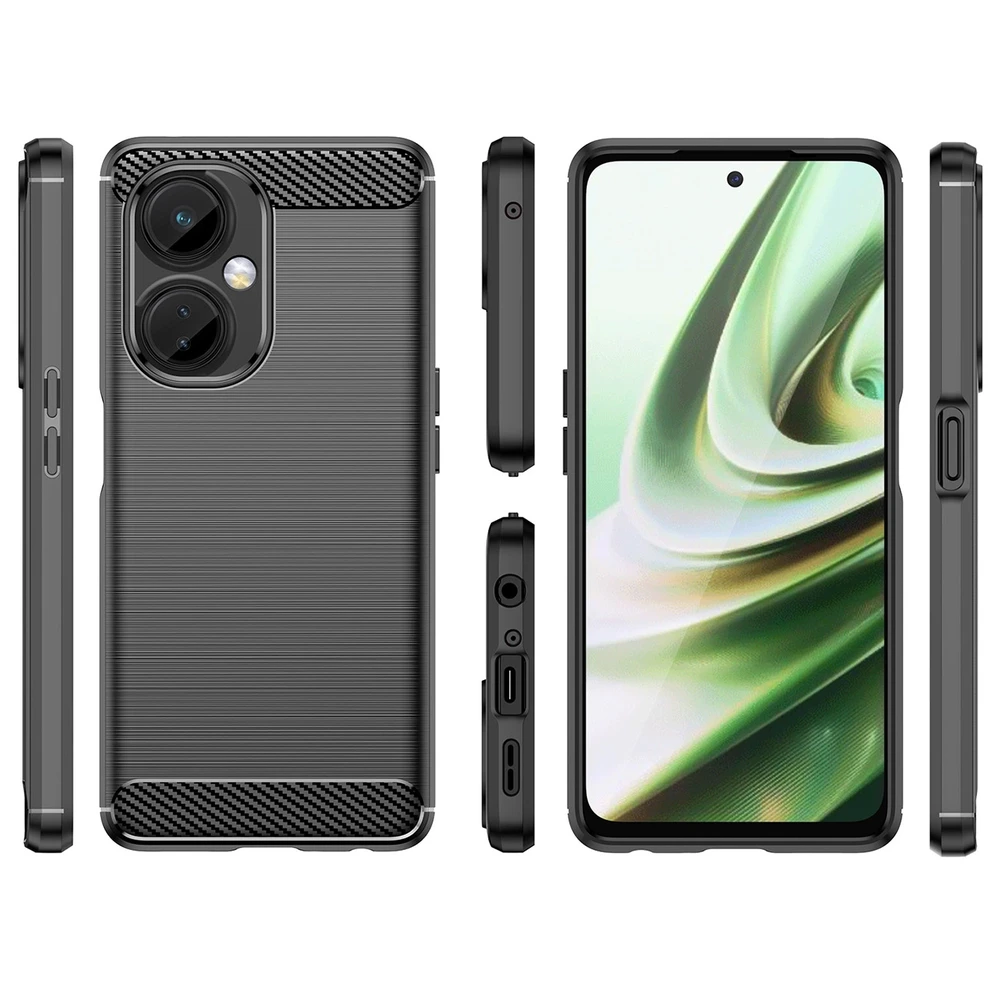 Hurtel Carbon Case dėklas, skirtas OnePlus Nord CE 3 lankstus silikoninis anglies dangtelis juodas