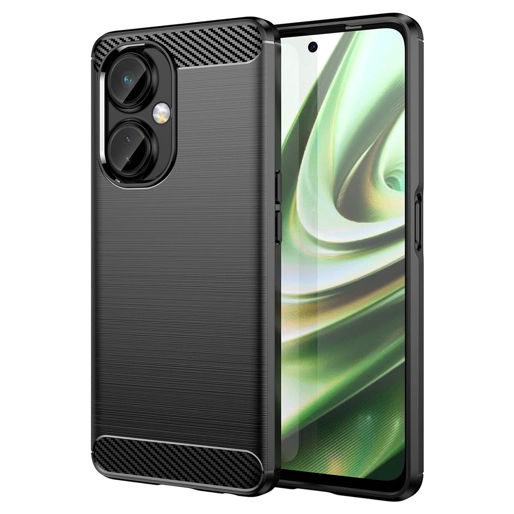 Hurtel Carbon Case dėklas, skirtas OnePlus Nord CE 3 lankstus silikoninis anglies dangtelis juodas