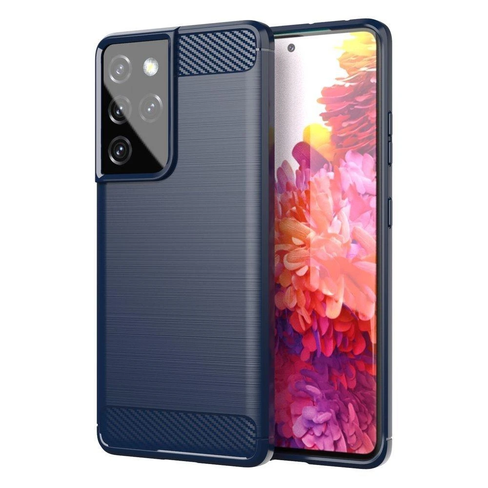Hurtel Carbon dėklas skirtas Samsung Galaxy S21 Ultra 5G, mėlynas